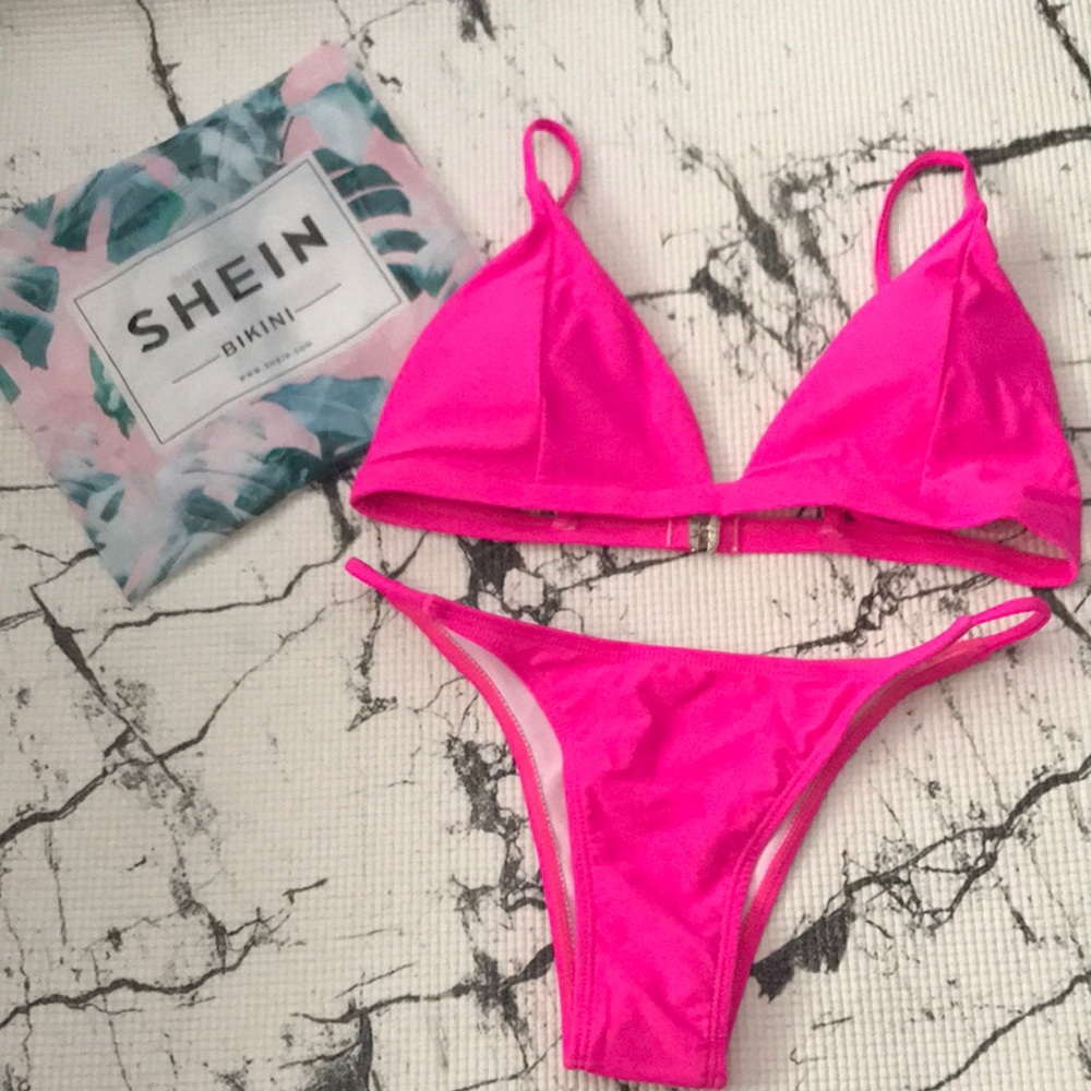 Small hot pink Shein bikini